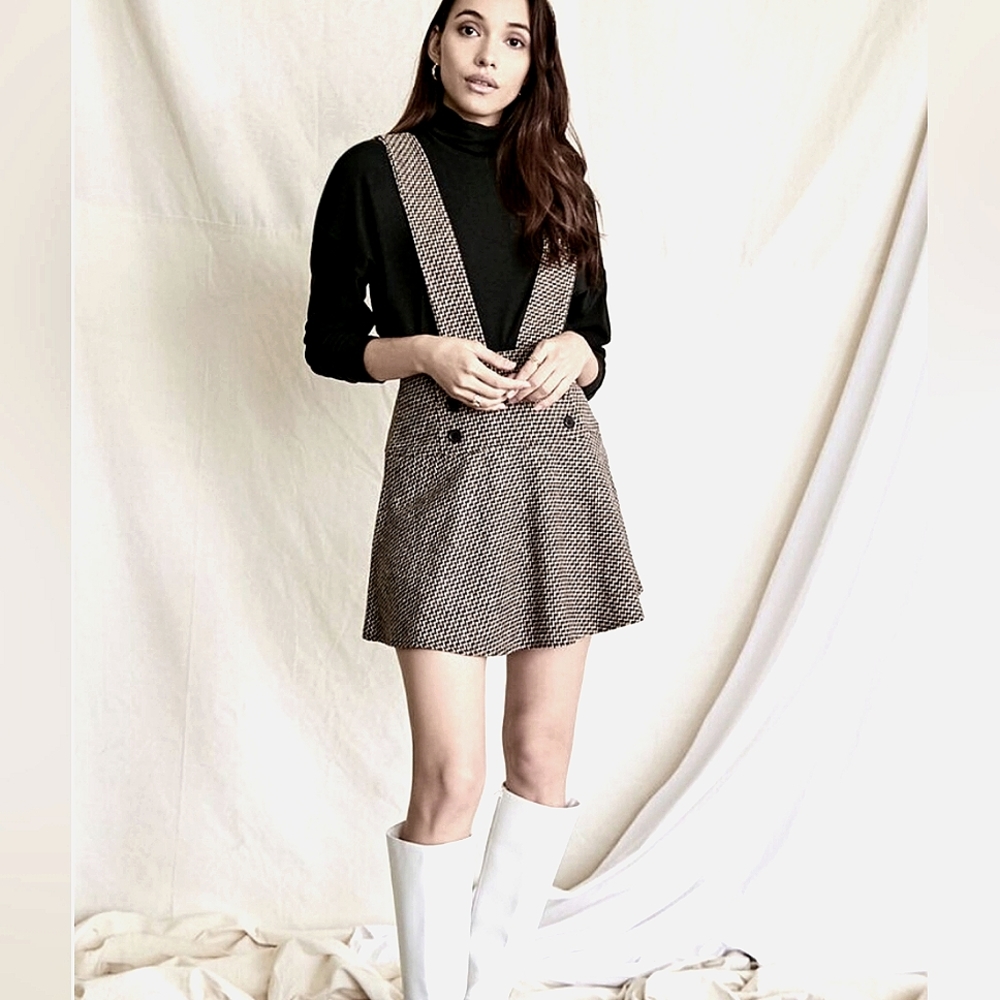 Forever 21 Double Breasted Pinafore Overall Dress
